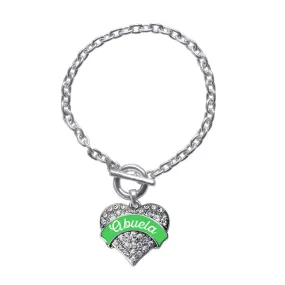 Silver Emerald Green Abuela Pave Heart Charm Toggle Bracelet