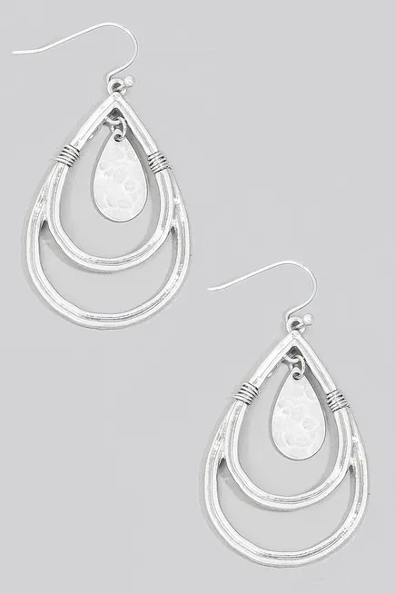 Silver Layered Teardrop Earrings