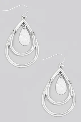 Silver Layered Teardrop Earrings