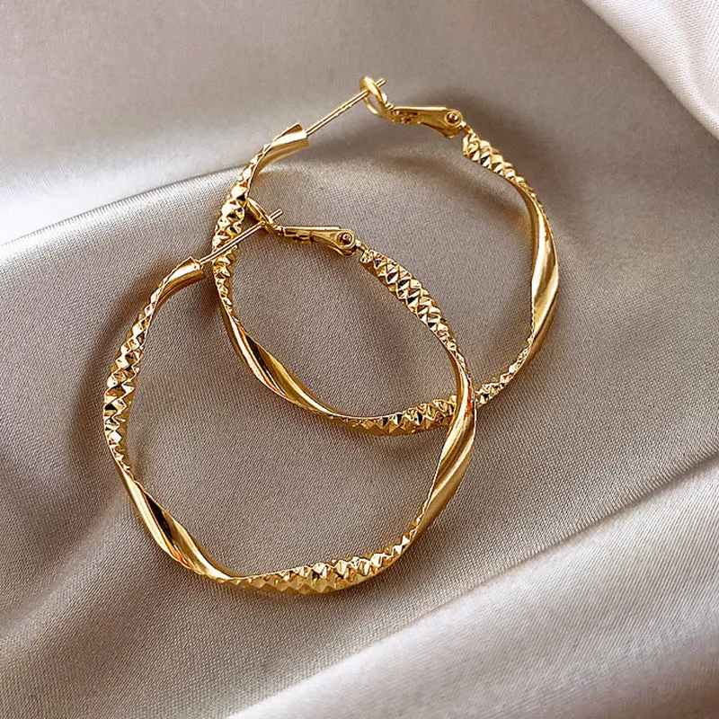 Silver needle large hoop earrings Internet celebrity drop glazed plain hoop earrings for women French style high-end hoop earrings