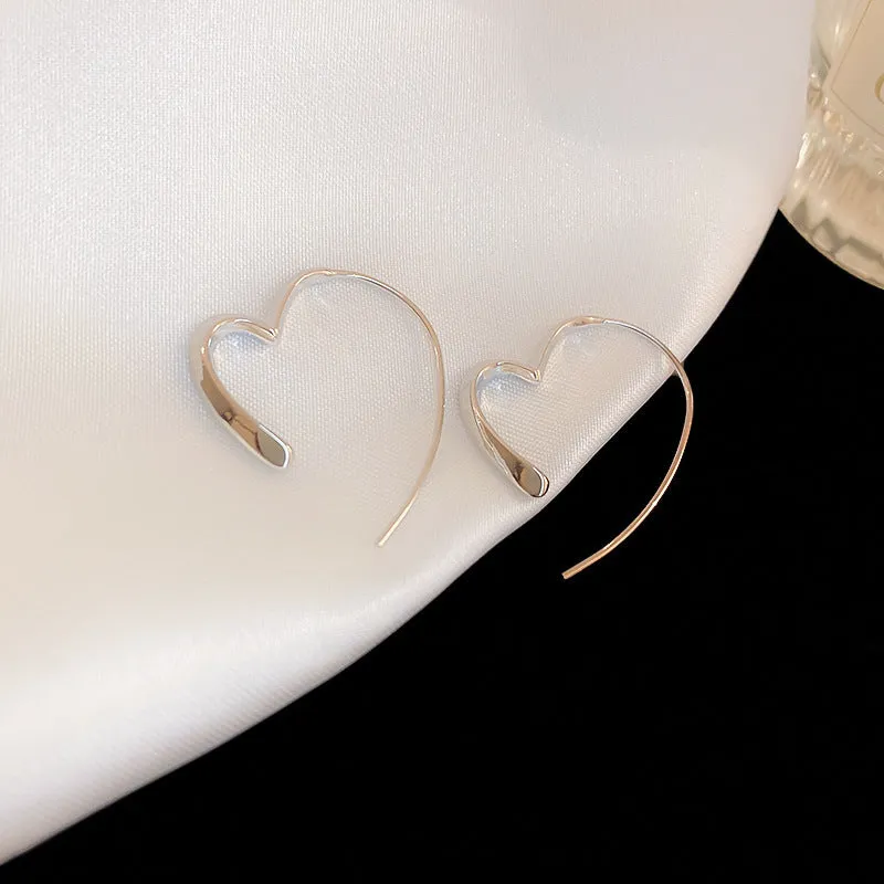 Silver needle large hoop earrings Internet celebrity drop glazed plain hoop earrings for women French style high-end hoop earrings