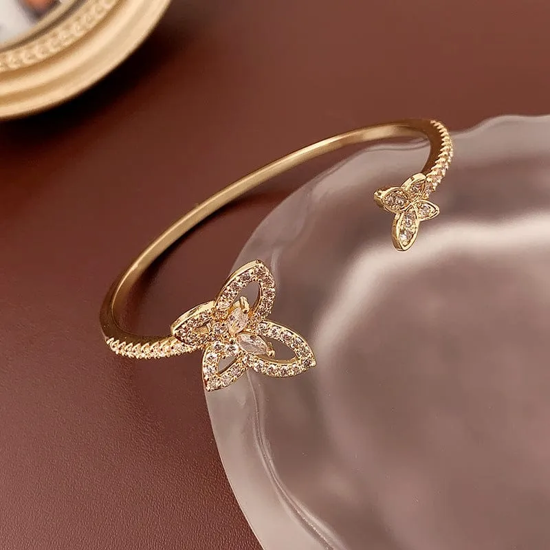 Sliver Butterfly Bangle Bracelet