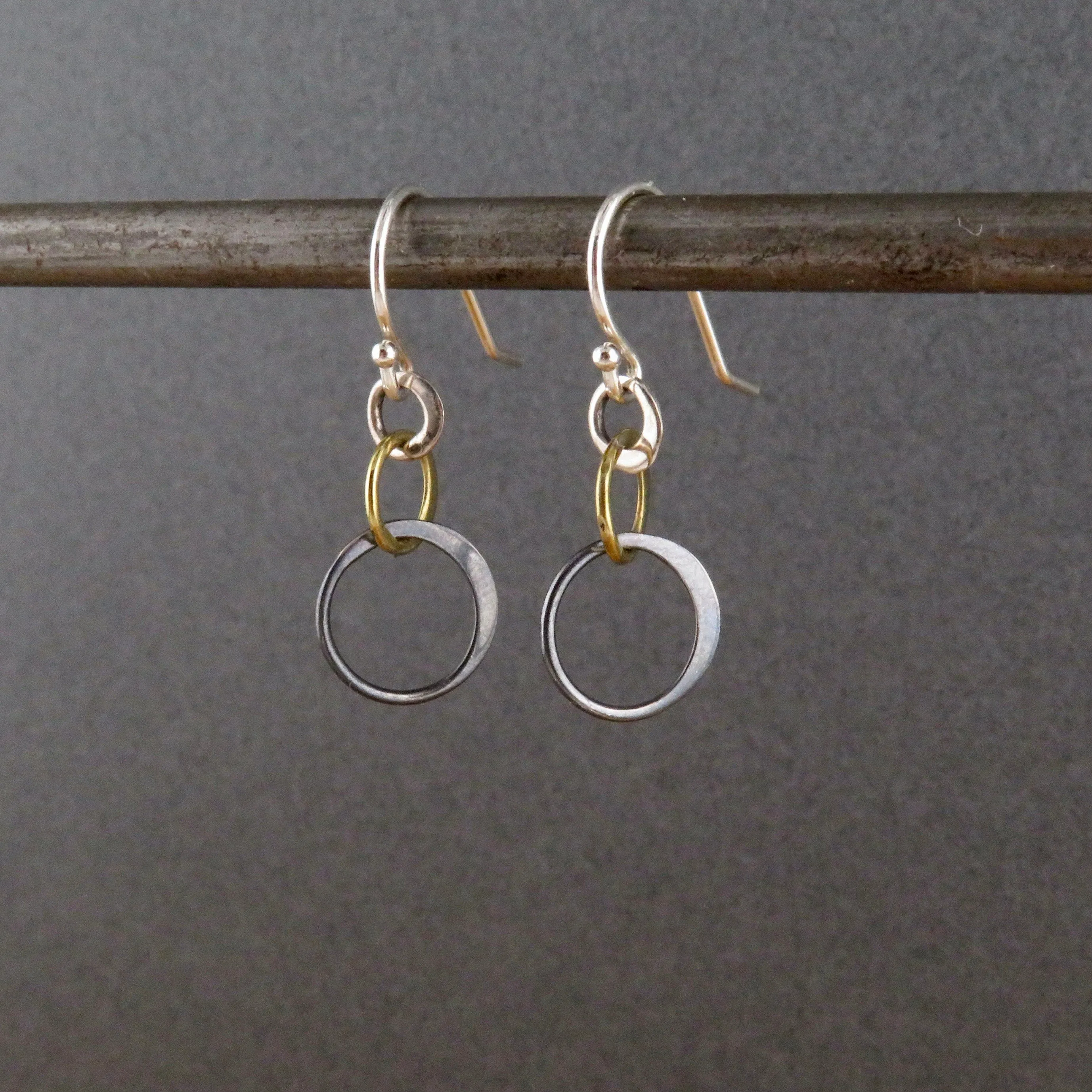 Small Mixed Metal Circles Earrings