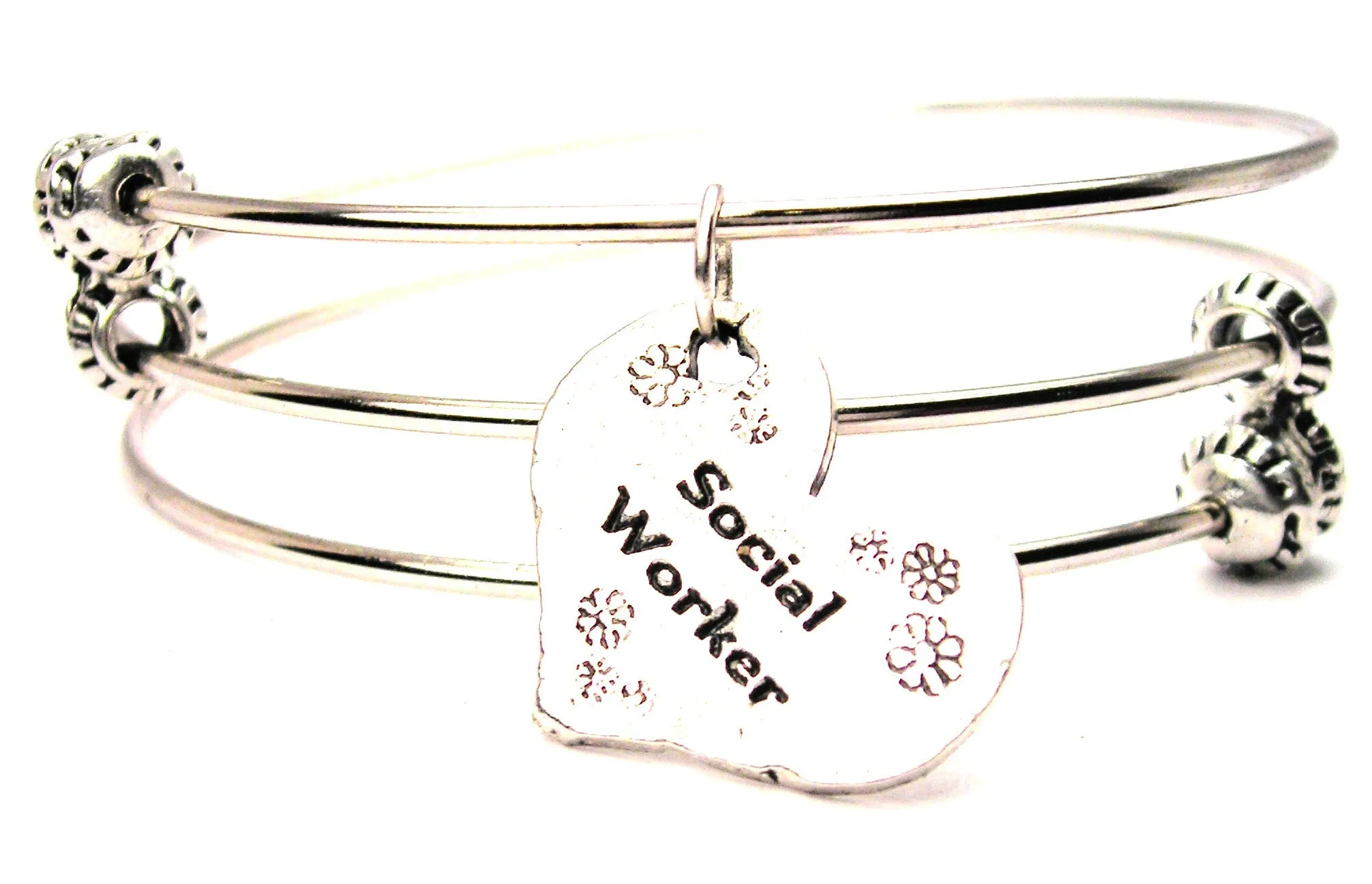 Social Worker Triple Style Expandable Bangle Bracelet