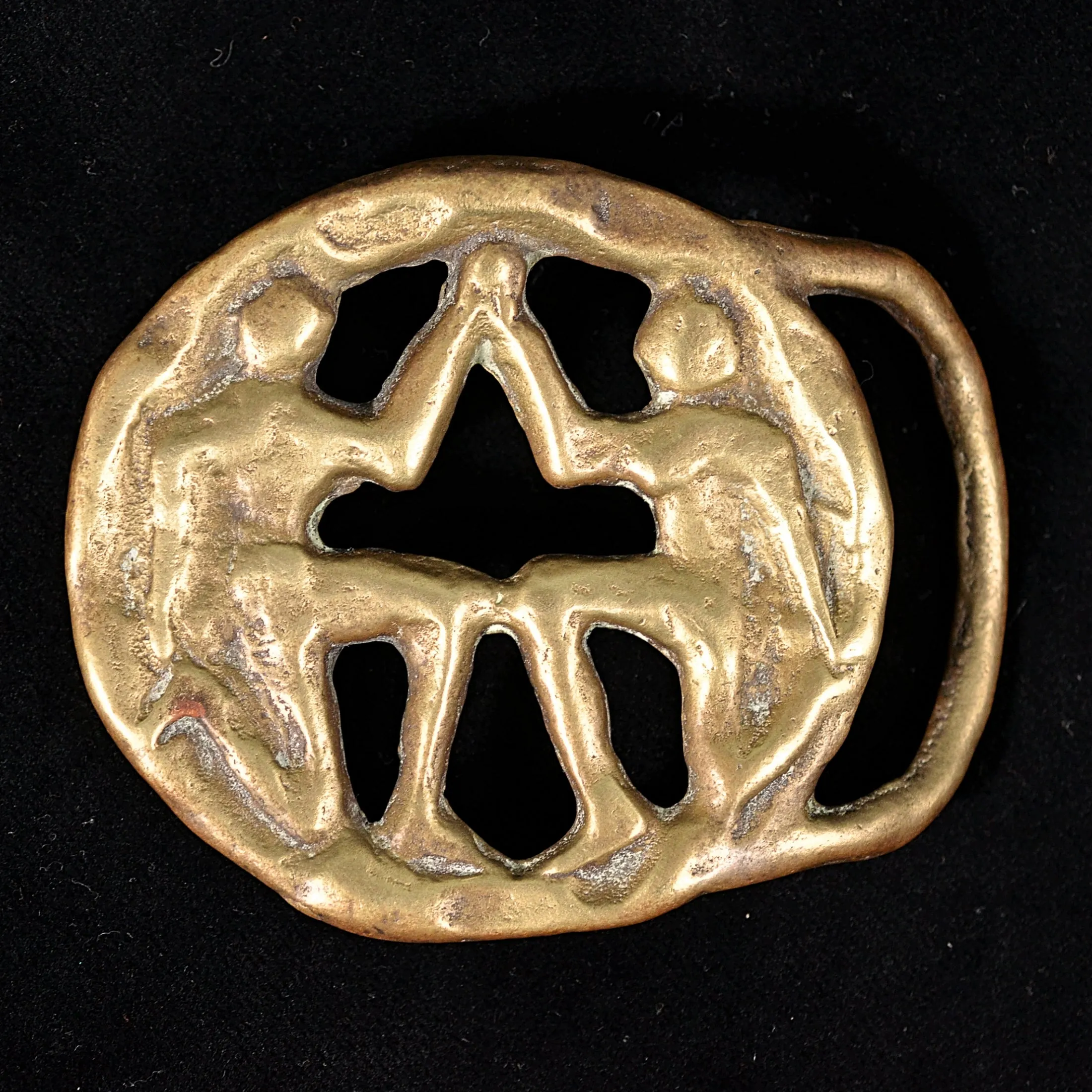 SOLD Vintage 70s Gemini Zodiac Solid Brass Belt Buckle, Brutalist Modernist Astrology Buckle