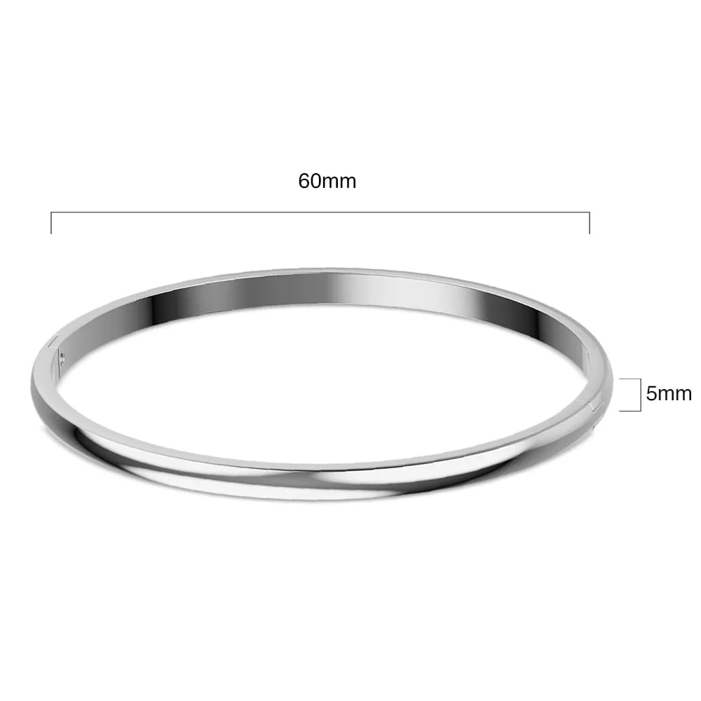 Solid Round Stainless Steel Bangle with a High Polish Finish