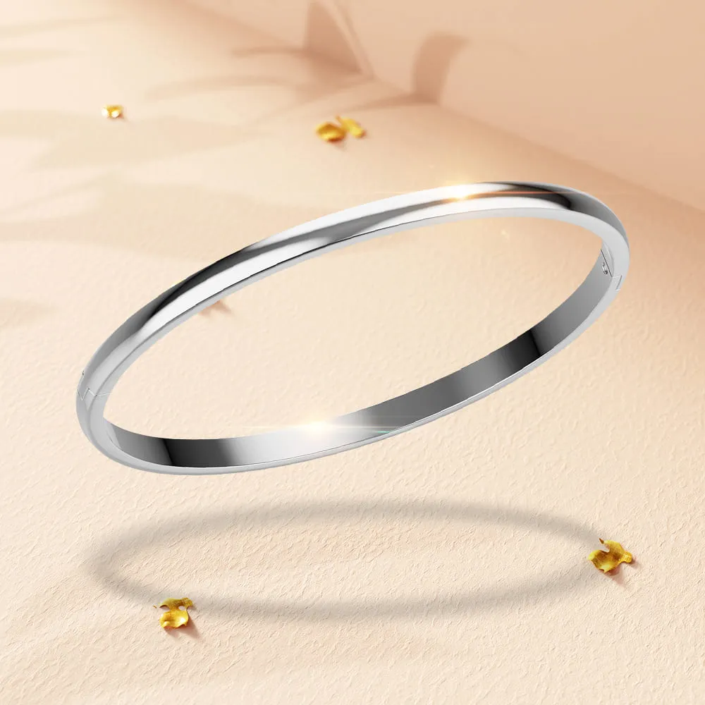 Solid Round Stainless Steel Bangle with a High Polish Finish