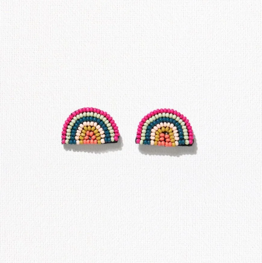 Sophia Rainbow Beaded Post Earrings Rainbow