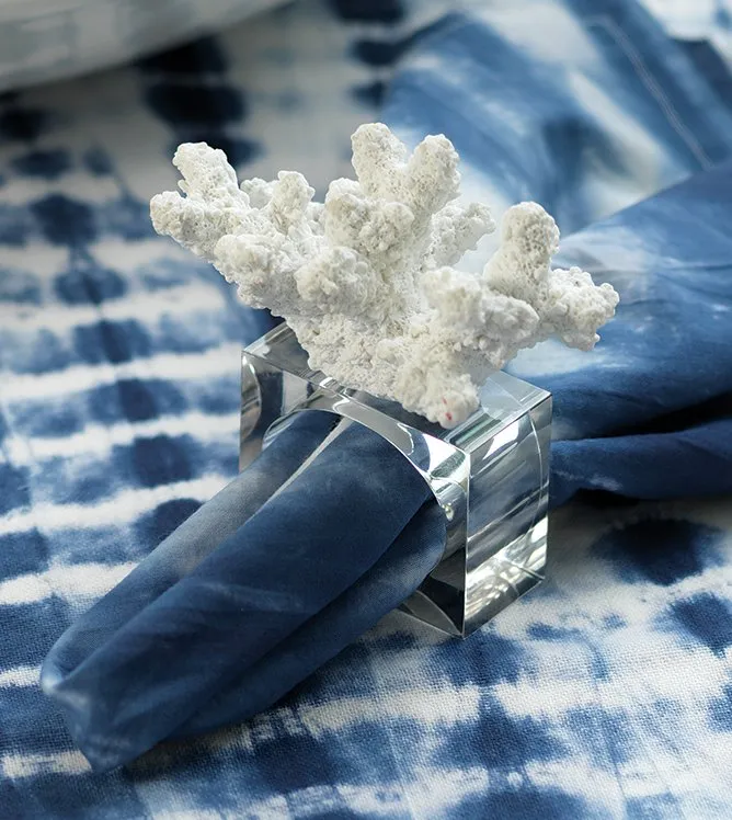 Square-Based White Coral Napkin Rings