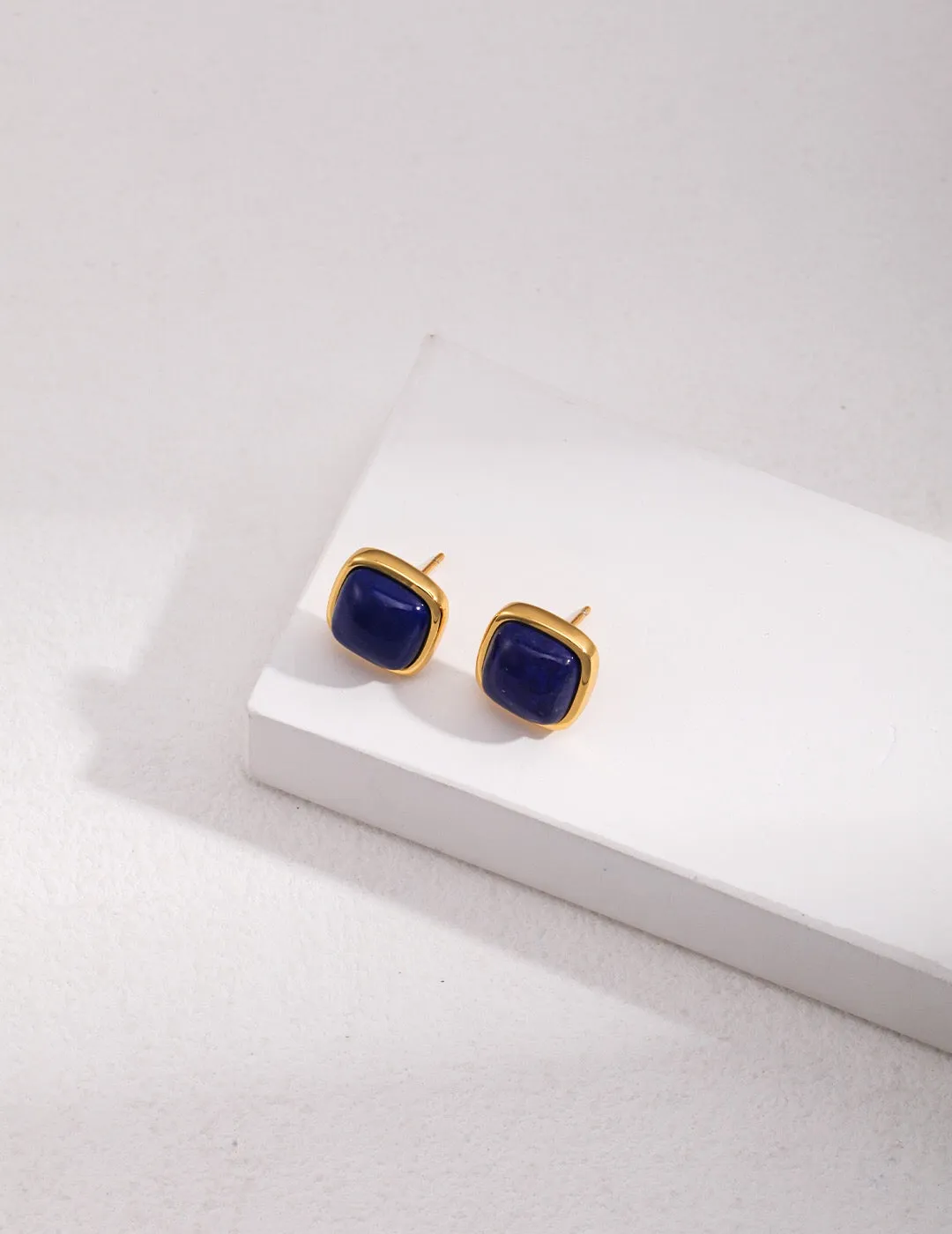 Square Natural Lapis Lazuli Earrings