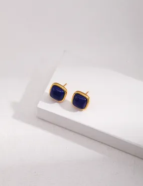 Square Natural Lapis Lazuli Earrings