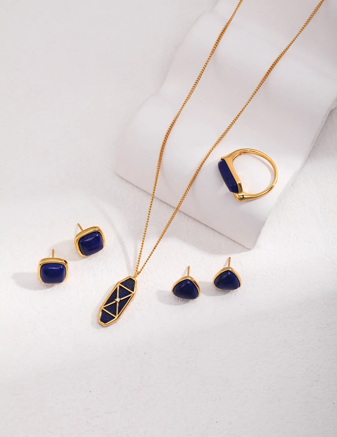 Square Natural Lapis Lazuli Earrings