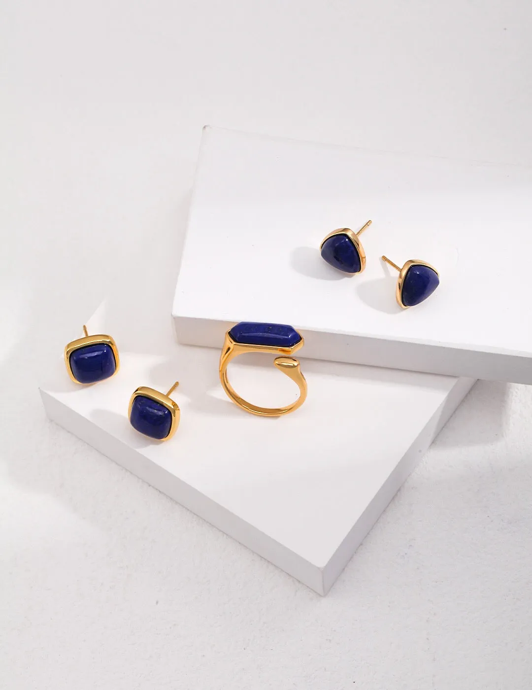 Square Natural Lapis Lazuli Earrings