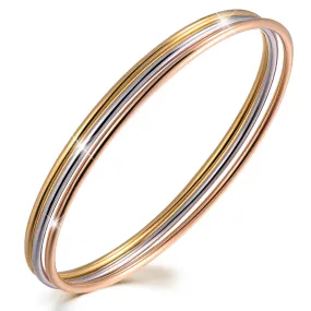 Stackable Bangles | Tri-Tone Gold