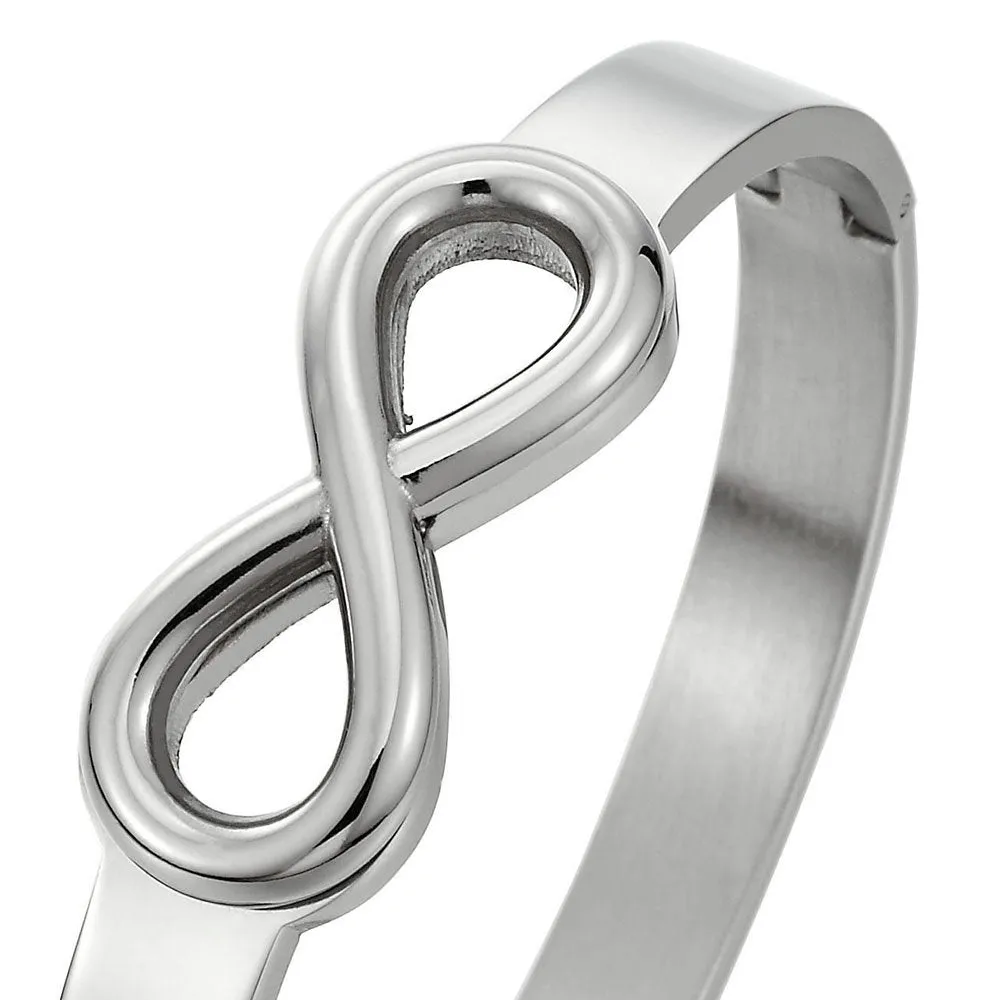 Stainless Steel Friendship Infinity Love Number 8 Bangle Bracelet for Womens Polished