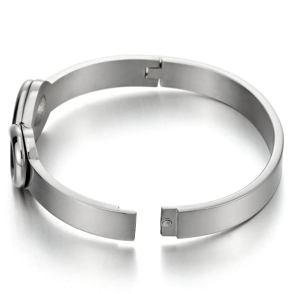 Stainless Steel Friendship Infinity Love Number 8 Bangle Bracelet for Womens Polished