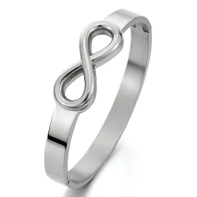 Stainless Steel Friendship Infinity Love Number 8 Bangle Bracelet for Womens Polished