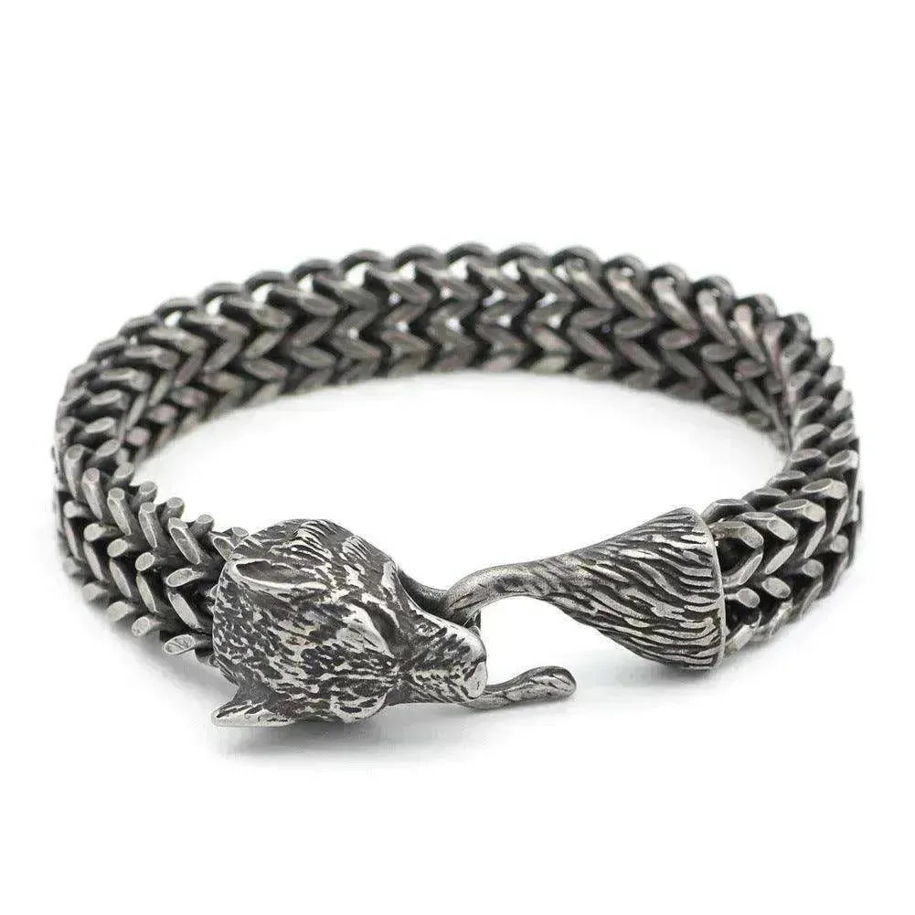 Stainless Wolf Head Chain Bracelet: Wholesale Fashion Gift