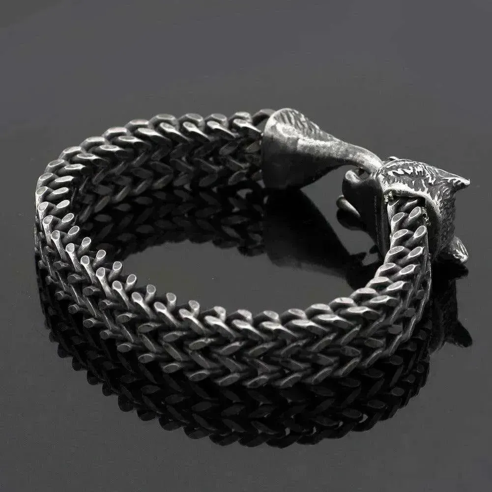 Stainless Wolf Head Chain Bracelet: Wholesale Fashion Gift