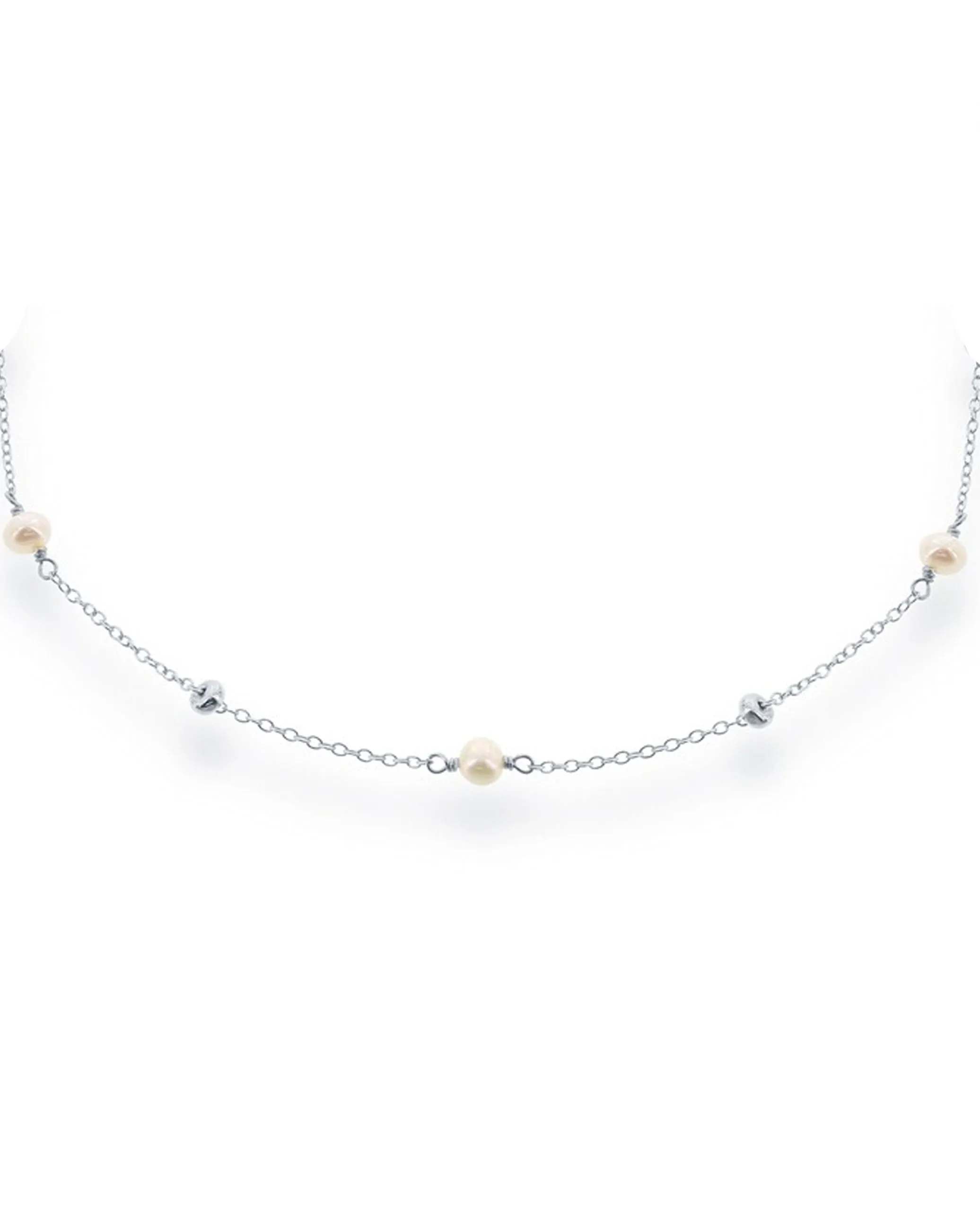 Sterling Silver and Freshwater Pearl Choker Necklace