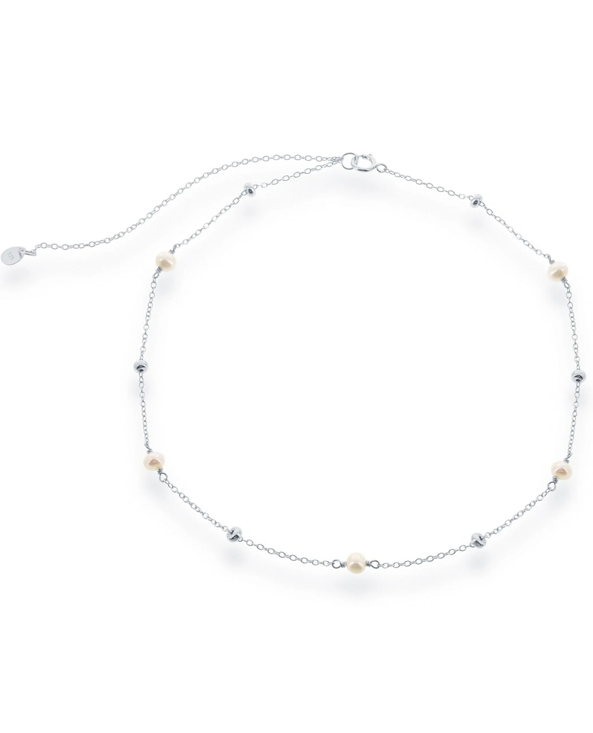 Sterling Silver and Freshwater Pearl Choker Necklace