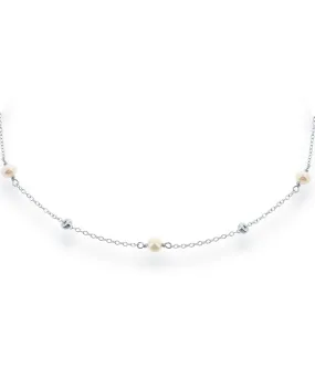 Sterling Silver and Freshwater Pearl Choker Necklace