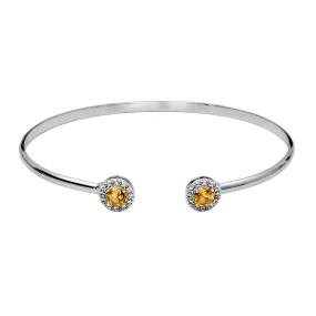 Sterling Silver Citrine & White Topaz Cuff Bracelet