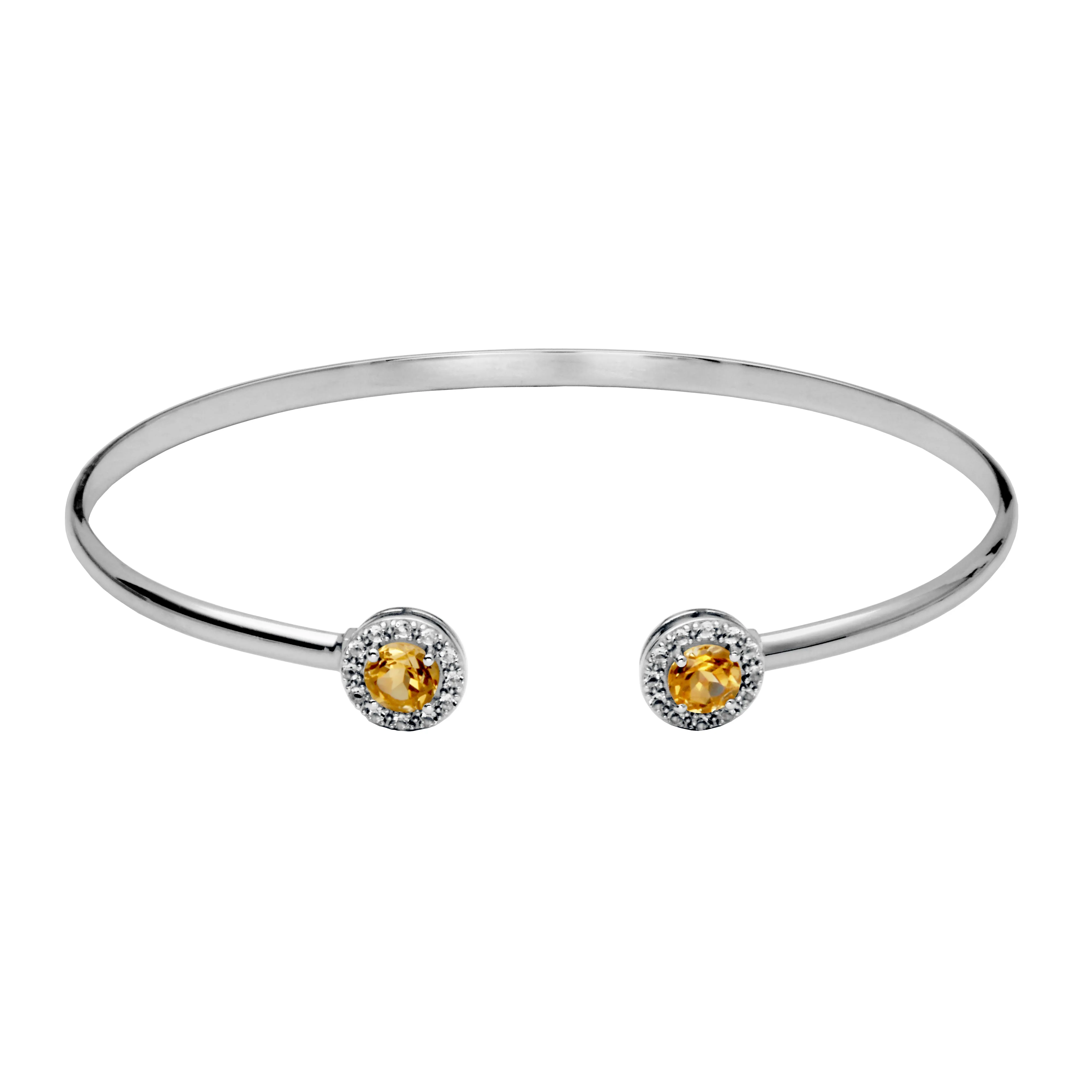 Sterling Silver Citrine & White Topaz Cuff Bracelet