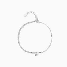 Sterling Silver Half-Beaded Bracelet with Spirit Star Zirconia