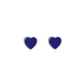 Sterling Silver Lapis Lazuli Large Heart Stud Earrings