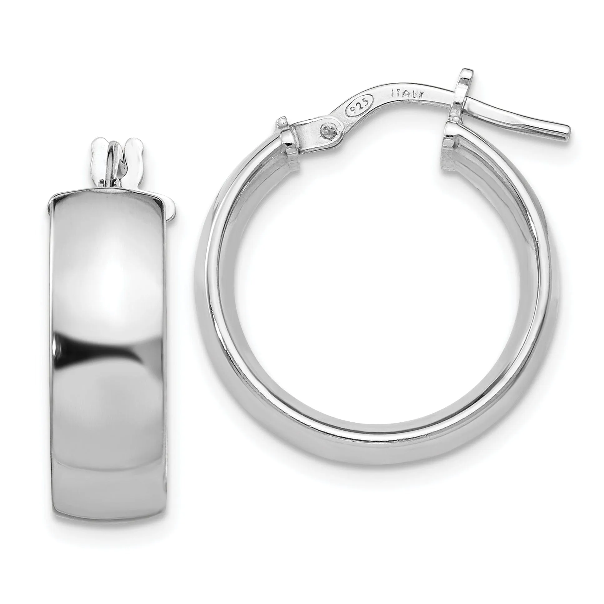 Sterling Silver Rhodium  Hoop Earrings