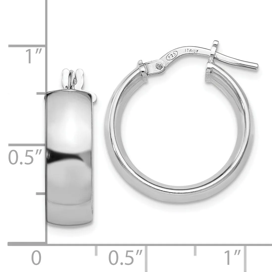 Sterling Silver Rhodium  Hoop Earrings