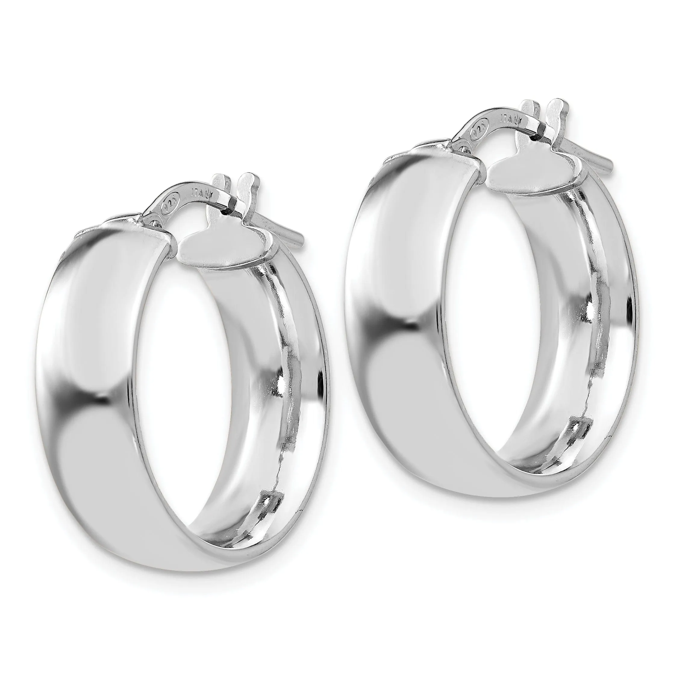 Sterling Silver Rhodium  Hoop Earrings