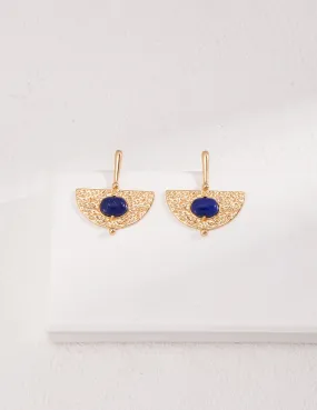 Sterling Silver Scalloped Lapis Earrings