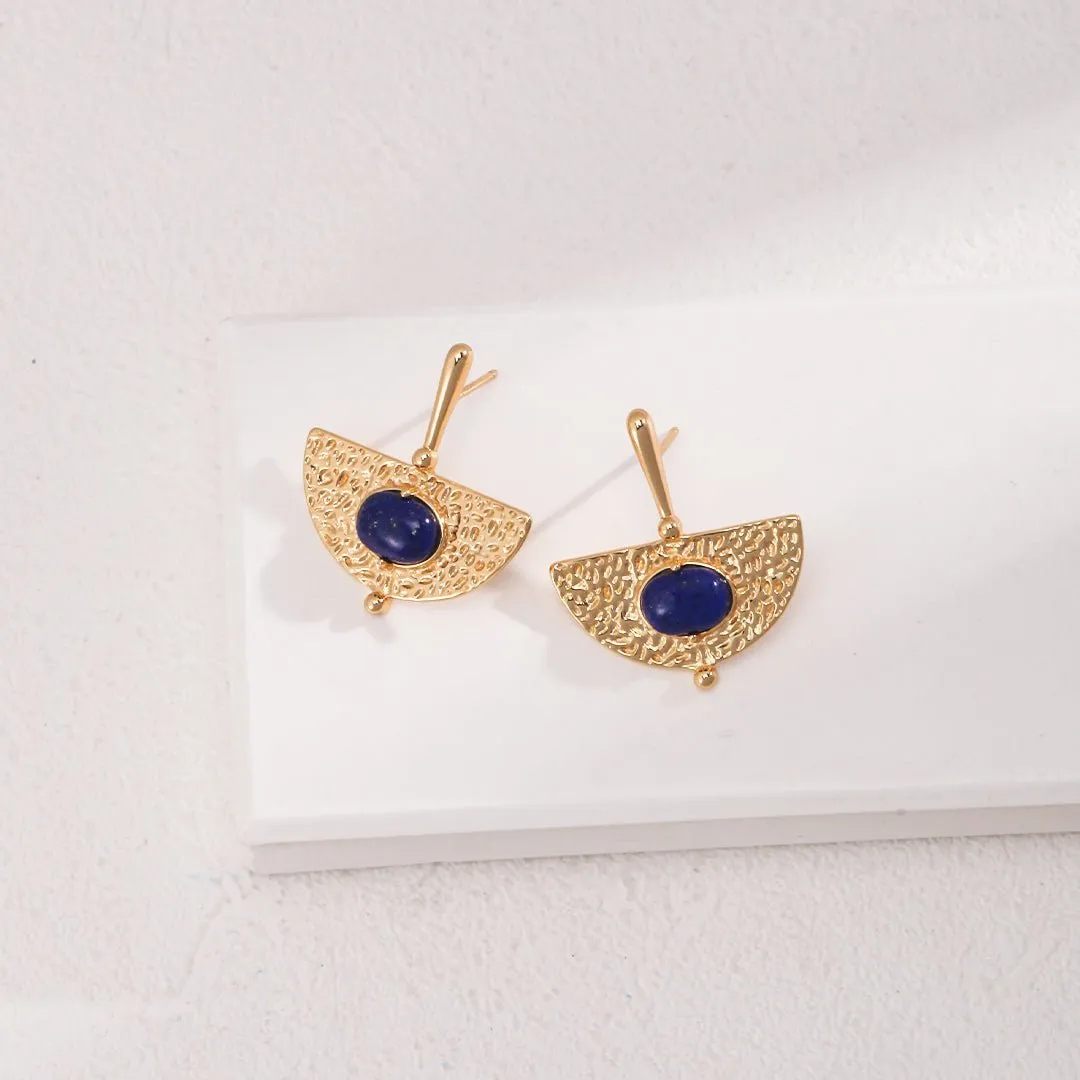 Sterling Silver Scalloped Lapis Earrings