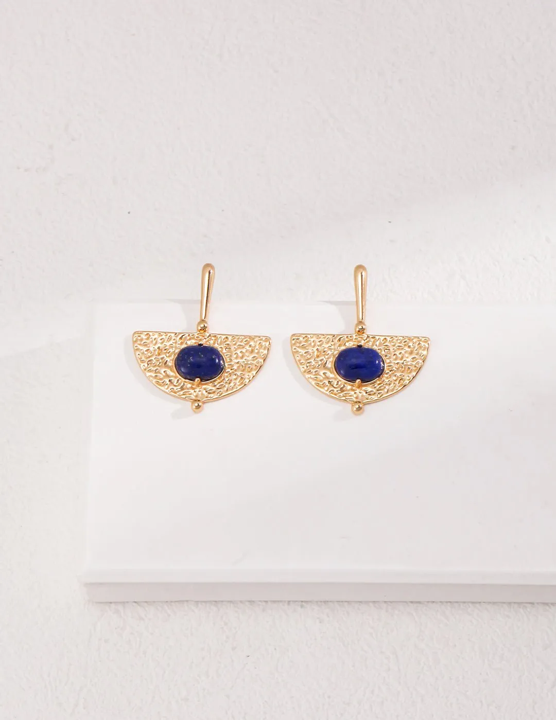 Sterling Silver Scalloped Lapis Earrings