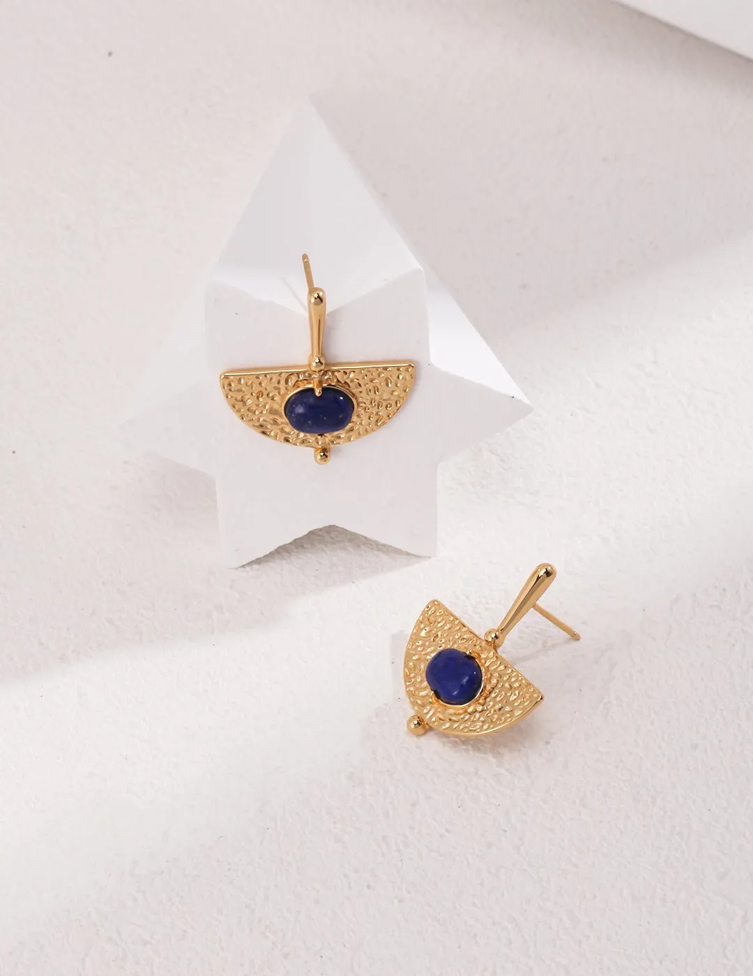 Sterling Silver Scalloped Lapis Earrings