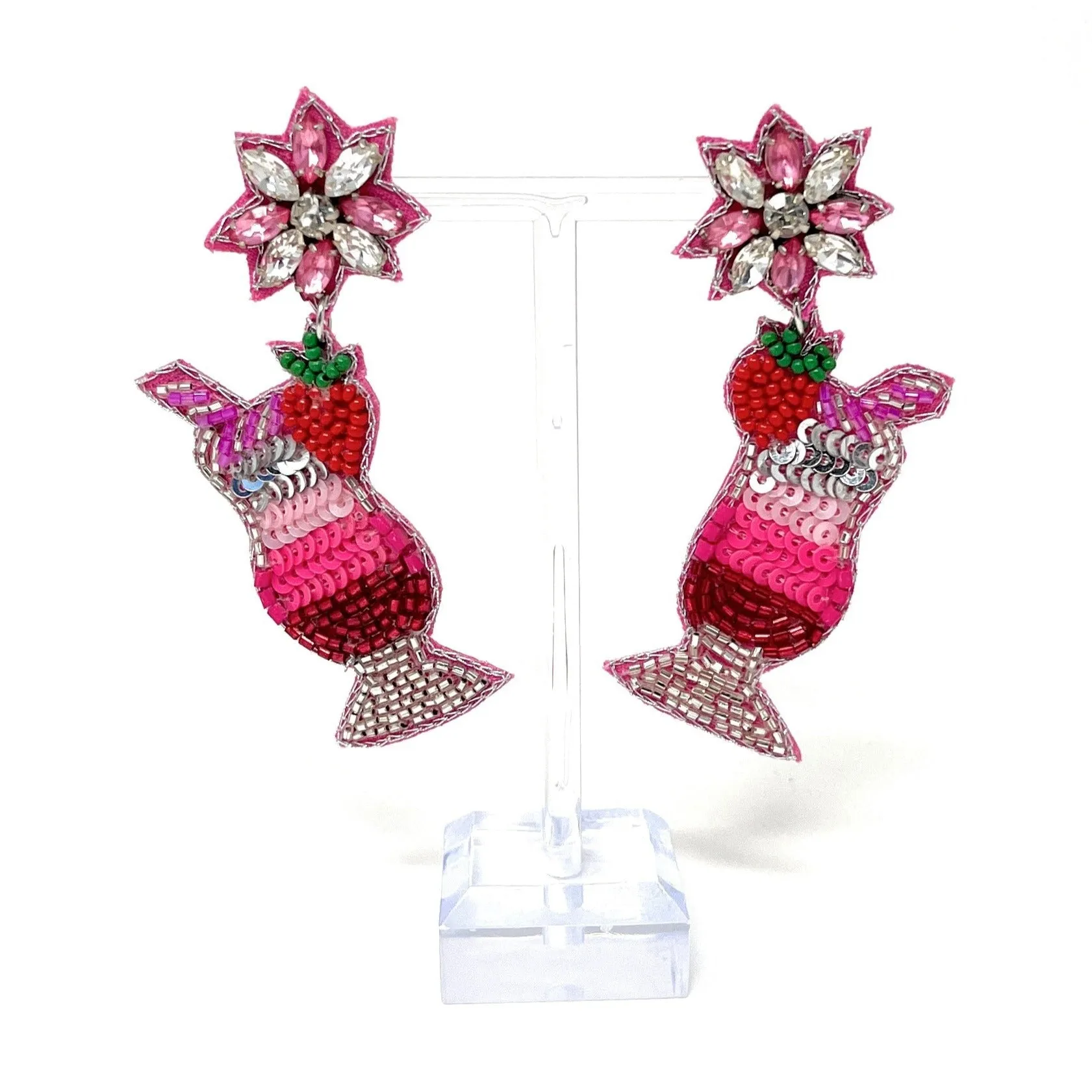 Strawberry Daiquiri Beaded Earrings