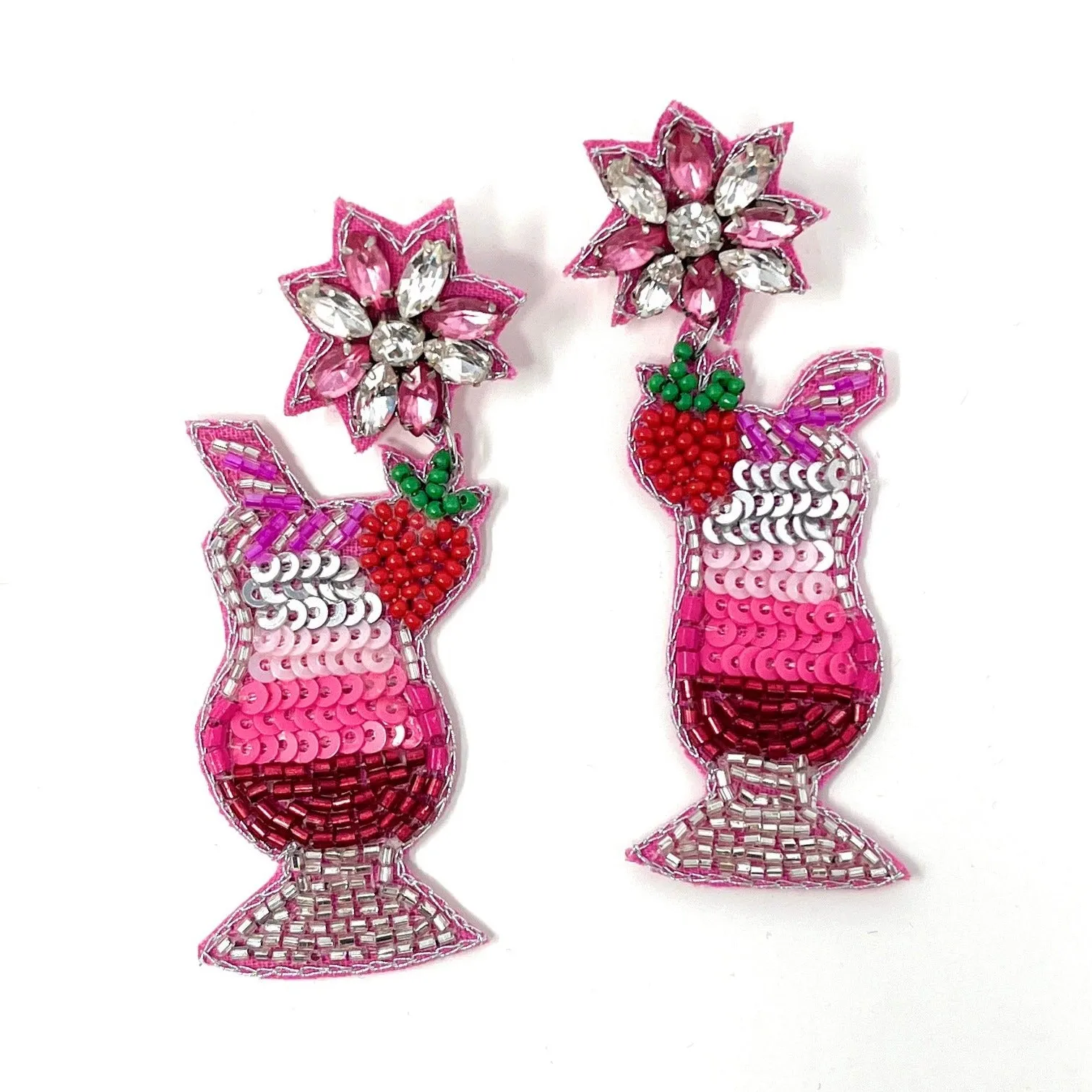 Strawberry Daiquiri Beaded Earrings