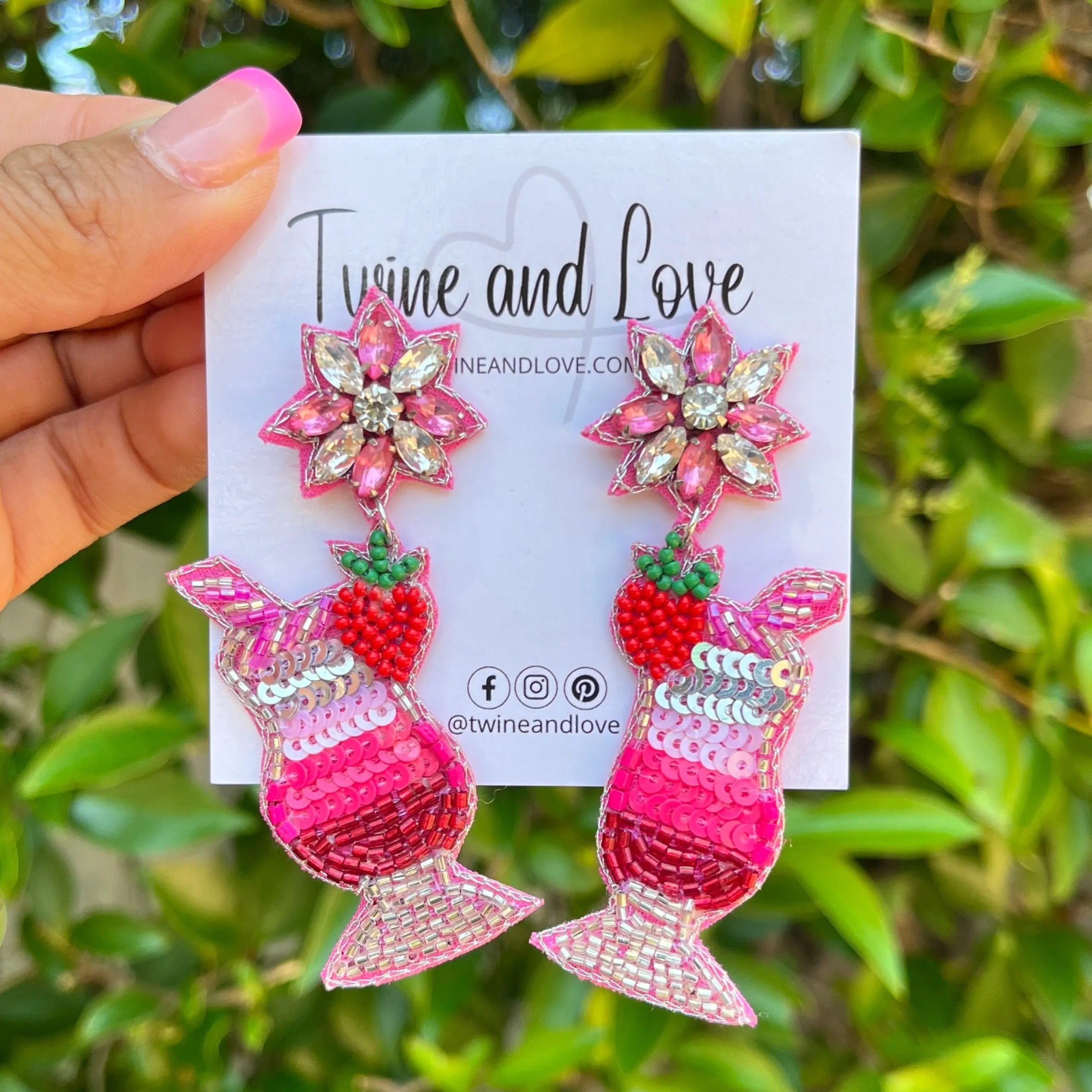 Strawberry Daiquiri Beaded Earrings