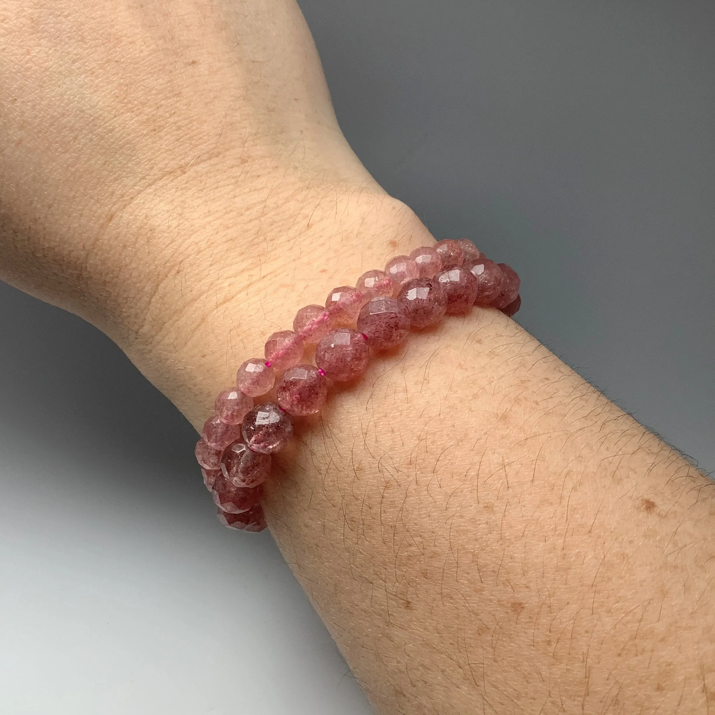 Strawberry Quartz Faceted Beaded Bracelet