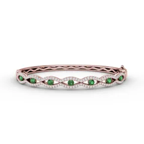 Striking Emerald and Diamond Bangle