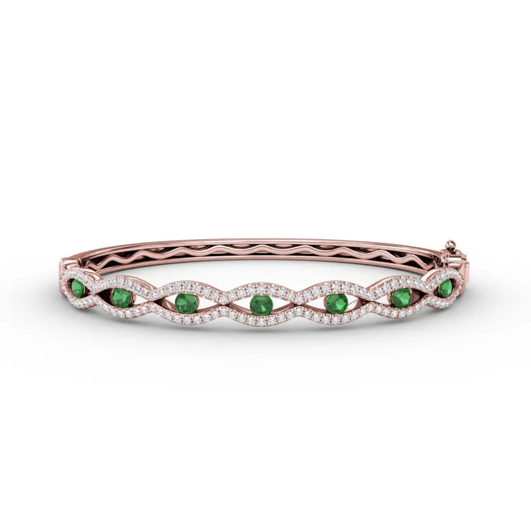 Striking Emerald and Diamond Bangle