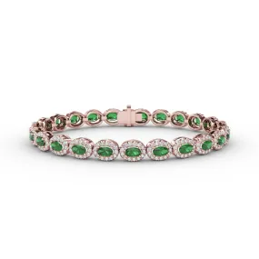 Striking Oval Emerald and Diamond Bracelet