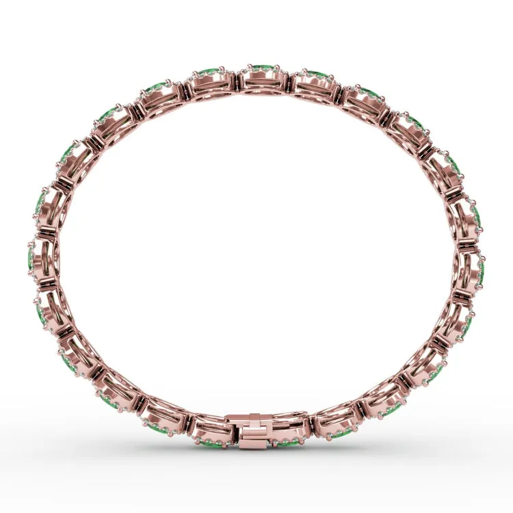 Striking Oval Emerald and Diamond Bracelet