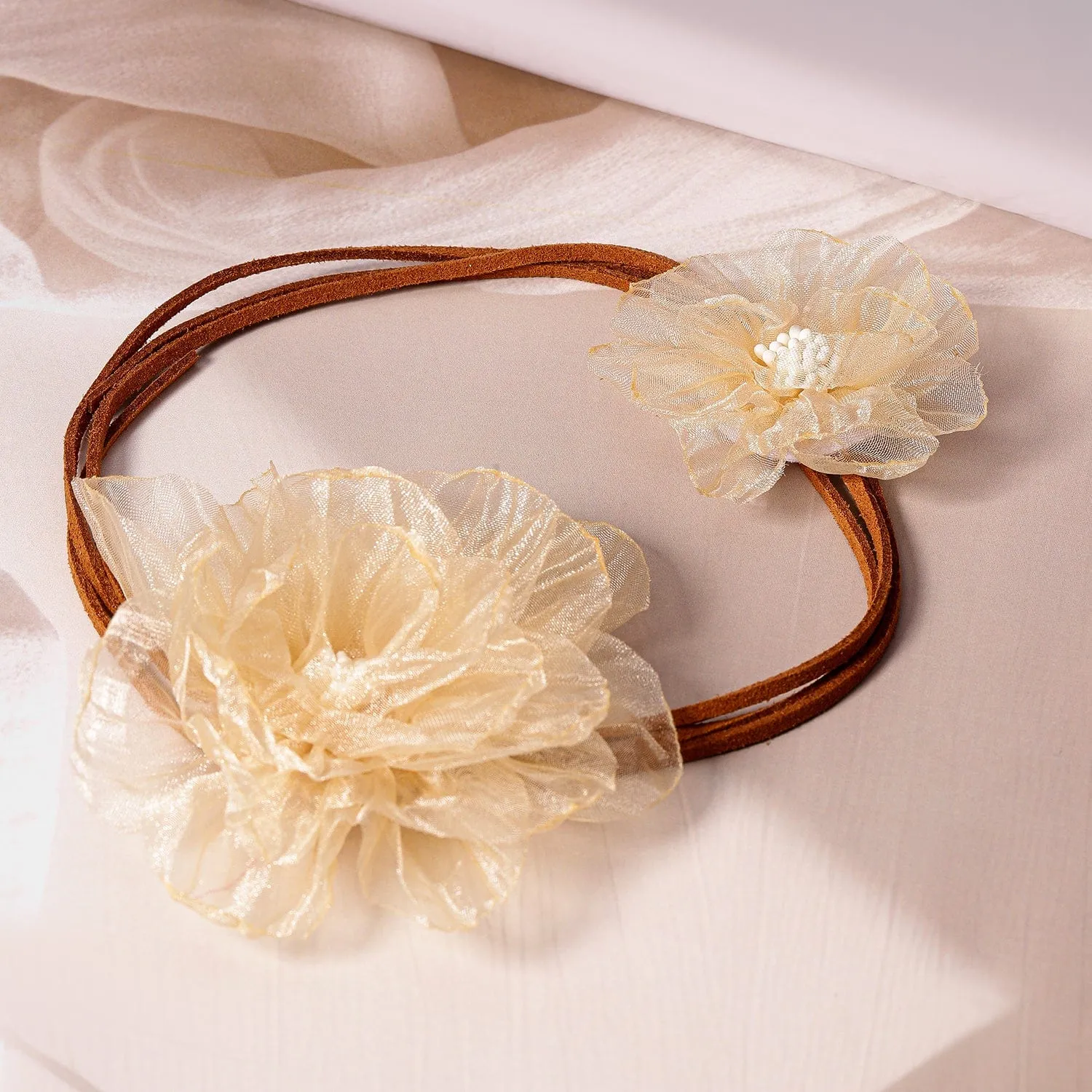 Stylish Beige Floral Fabric Statement Choker Necklace - Trendy Fashion Accessory