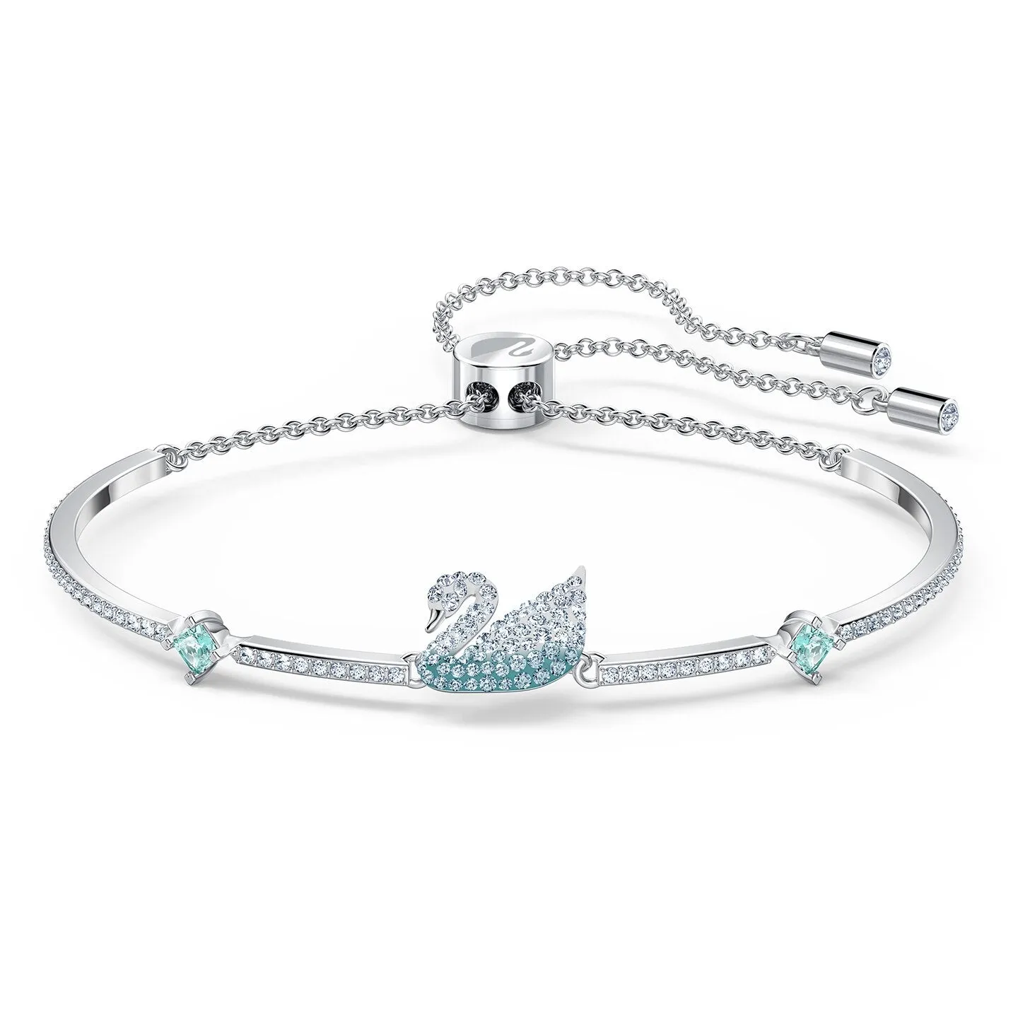 Swarovski Iconic Swan Bangle, Blue, Rhodium plated 5549312