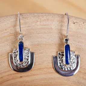 Taxco Lapis Lazuli Dangle Earrings from Mexico - Huipil Style | NOVICA