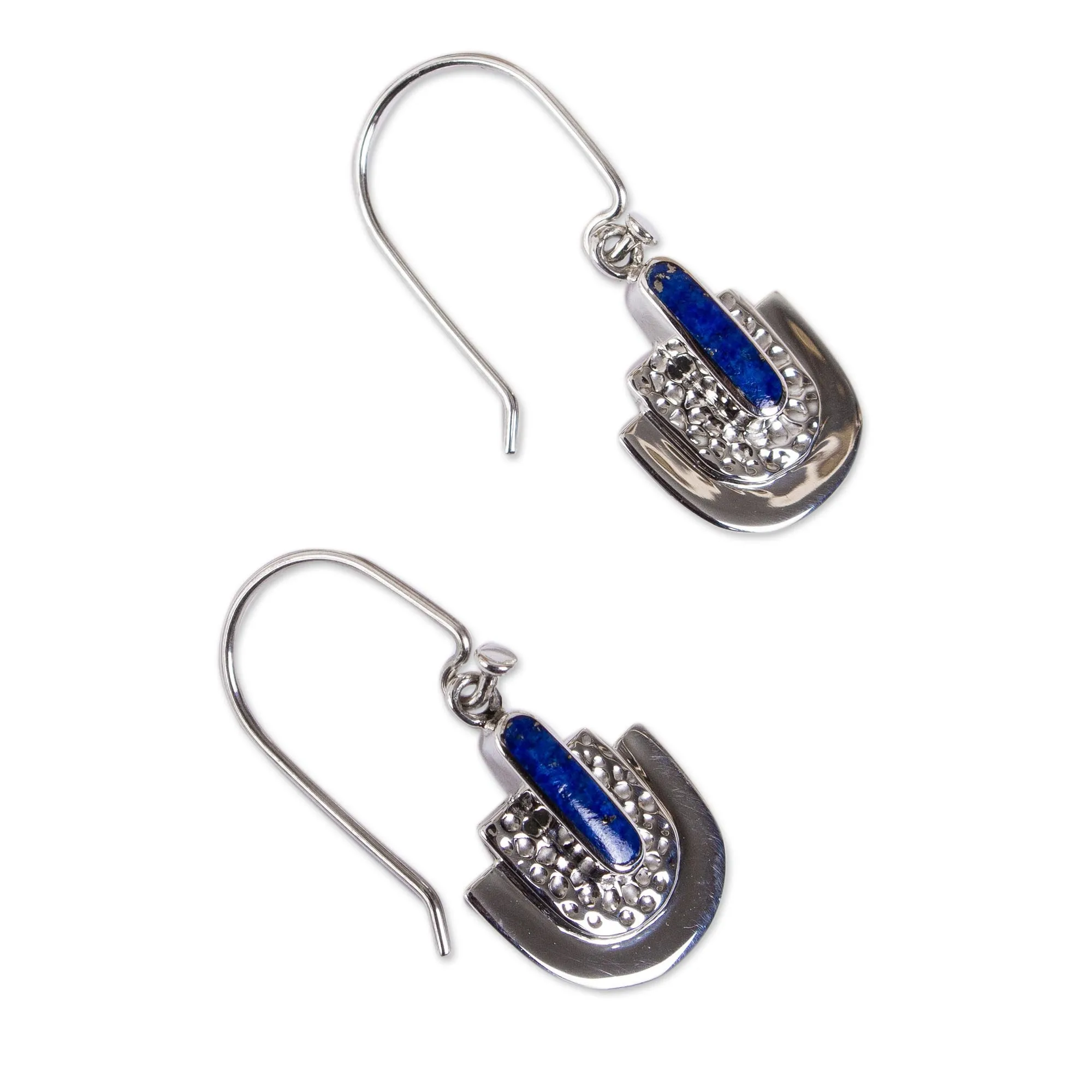 Taxco Lapis Lazuli Dangle Earrings from Mexico - Huipil Style | NOVICA