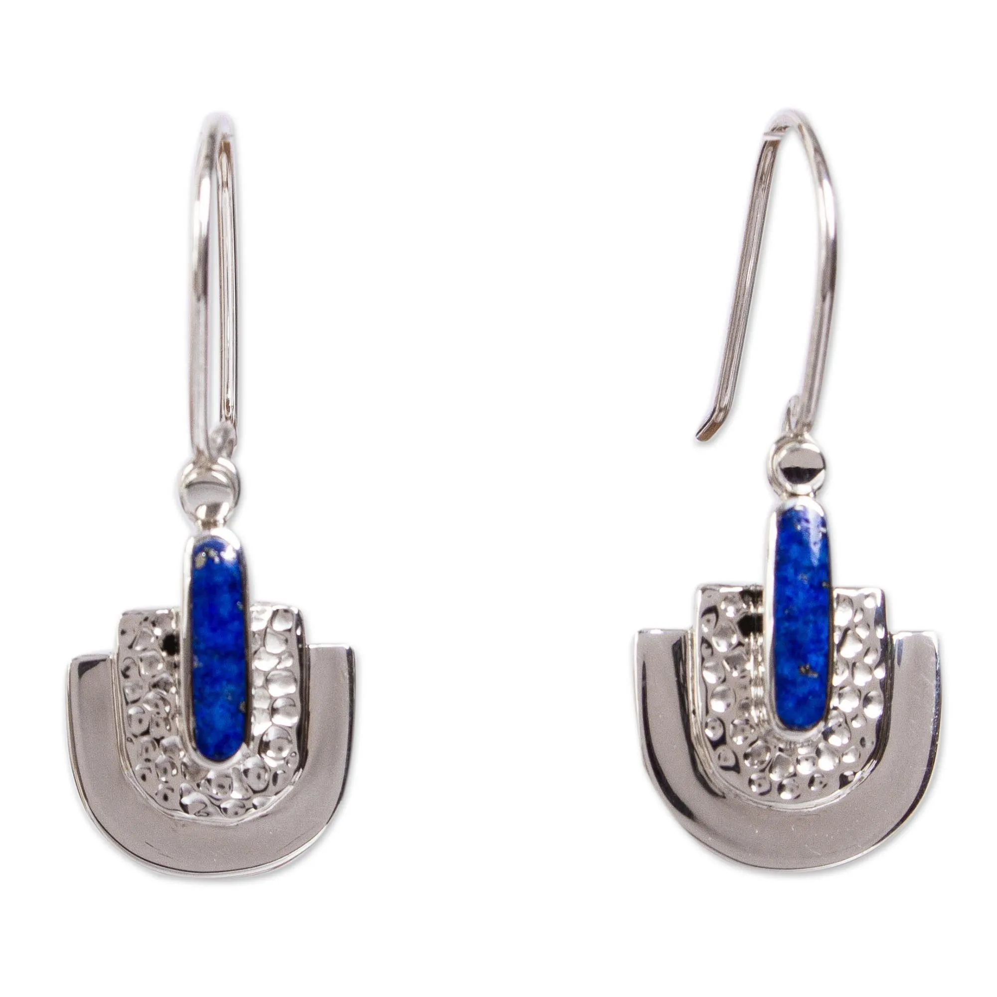 Taxco Lapis Lazuli Dangle Earrings from Mexico - Huipil Style | NOVICA